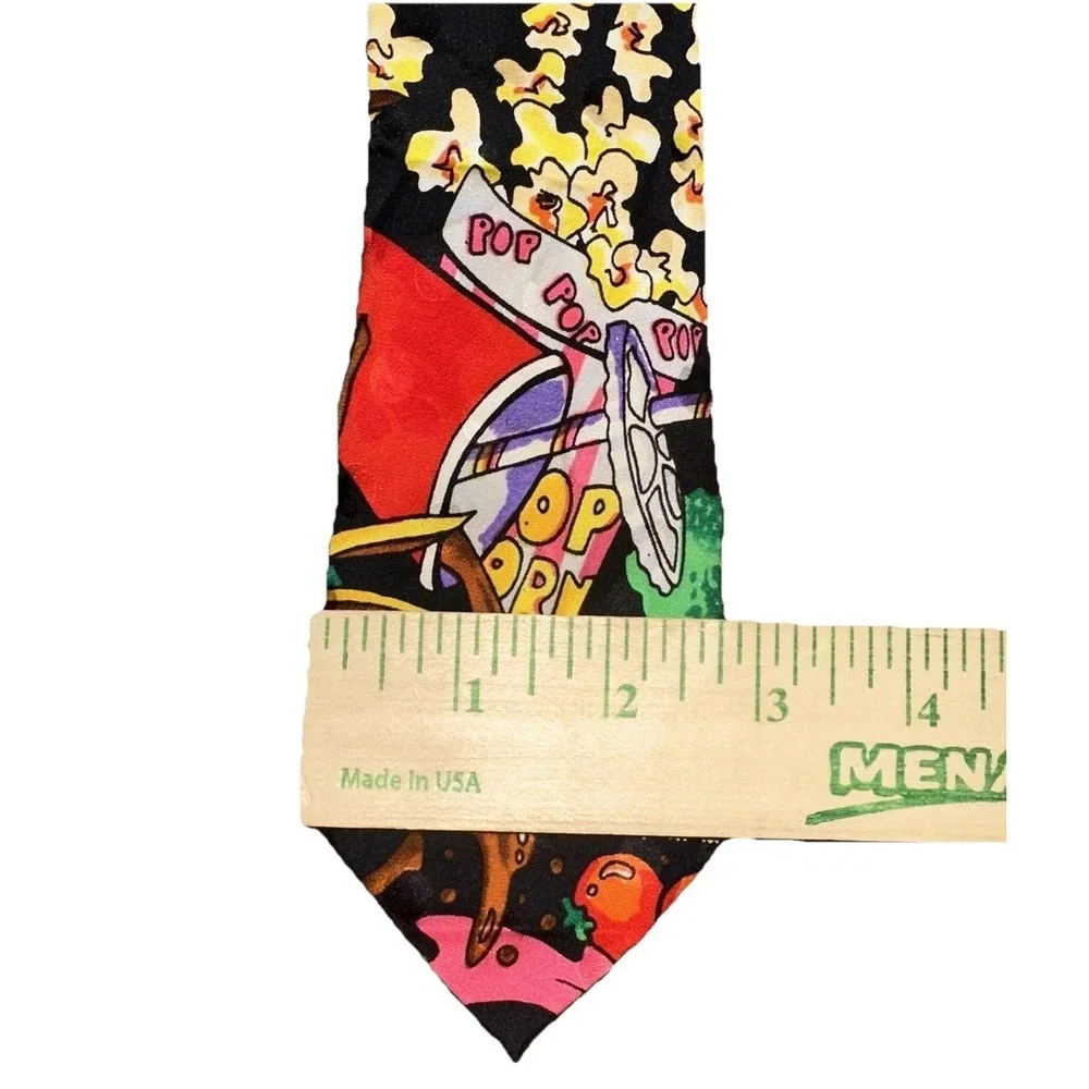 Vintage 1991 Nicole‎ Miller Designer Hand Sewn Silk Food Print Novelty Neck Tie